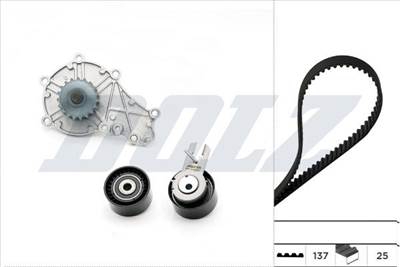 Dolz vezérműszíj készlet vízpumpával Peugeot 206 CC 2D [2000-2010] Cabrio 1.6 HDI 110 1560ccm 109LE 80KW (Diesel)